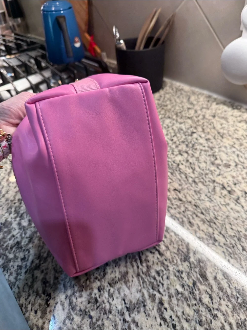 Jeffree Star Pink Cosmetic Handle Bag with Gold Star Accent